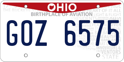 OH license plate GOZ6575