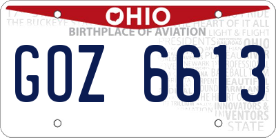 OH license plate GOZ6613