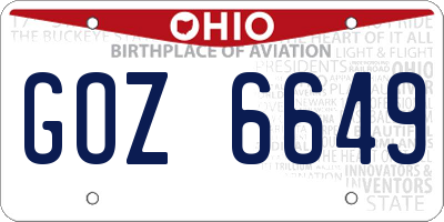 OH license plate GOZ6649