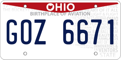 OH license plate GOZ6671