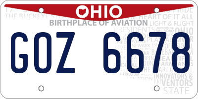 OH license plate GOZ6678