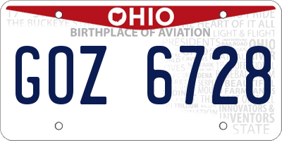 OH license plate GOZ6728