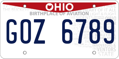 OH license plate GOZ6789
