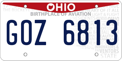 OH license plate GOZ6813