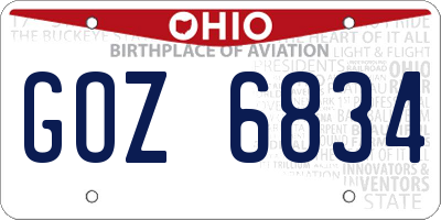 OH license plate GOZ6834