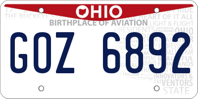 OH license plate GOZ6892