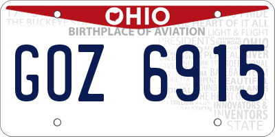 OH license plate GOZ6915