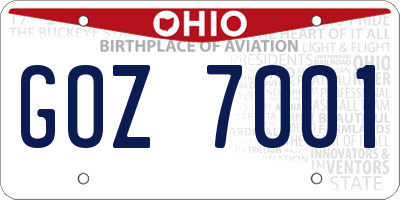 OH license plate GOZ7001