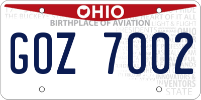 OH license plate GOZ7002