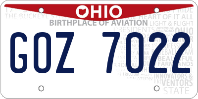 OH license plate GOZ7022