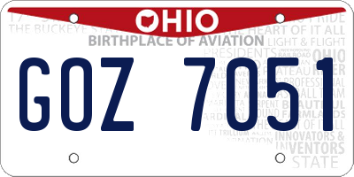 OH license plate GOZ7051