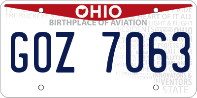 OH license plate GOZ7063