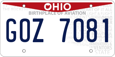 OH license plate GOZ7081