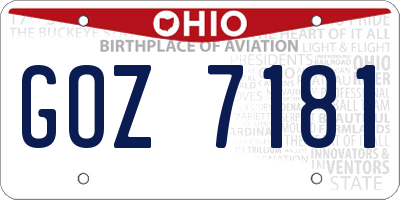 OH license plate GOZ7181