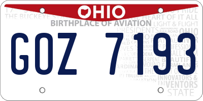 OH license plate GOZ7193
