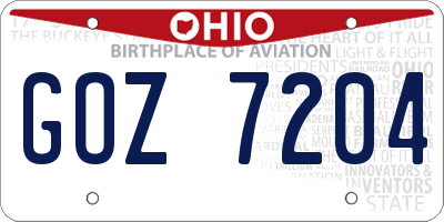 OH license plate GOZ7204