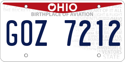 OH license plate GOZ7212