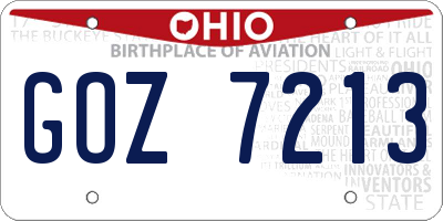 OH license plate GOZ7213
