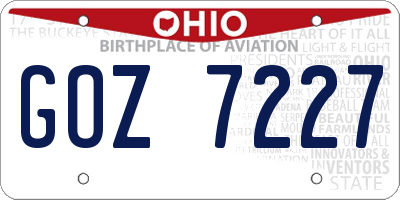 OH license plate GOZ7227