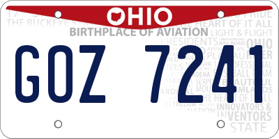 OH license plate GOZ7241