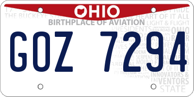OH license plate GOZ7294