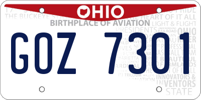 OH license plate GOZ7301