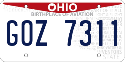 OH license plate GOZ7311