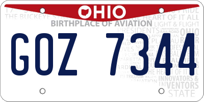OH license plate GOZ7344