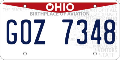 OH license plate GOZ7348