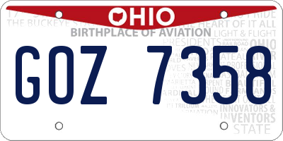 OH license plate GOZ7358