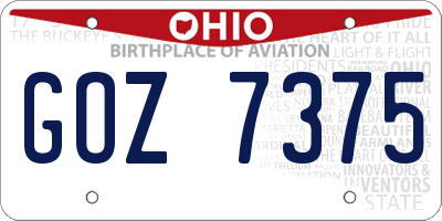 OH license plate GOZ7375