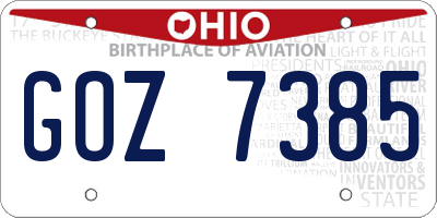 OH license plate GOZ7385