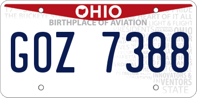 OH license plate GOZ7388
