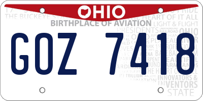 OH license plate GOZ7418