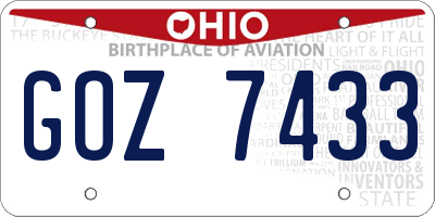 OH license plate GOZ7433