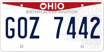 OH license plate GOZ7442