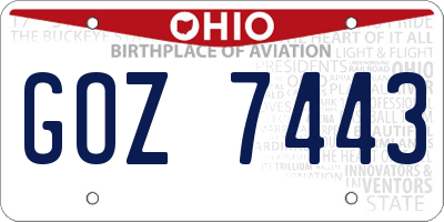 OH license plate GOZ7443