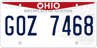 OH license plate GOZ7468