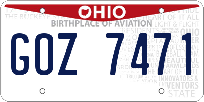 OH license plate GOZ7471
