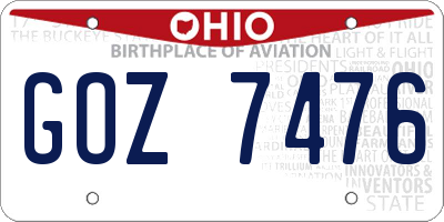 OH license plate GOZ7476