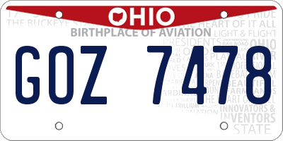 OH license plate GOZ7478