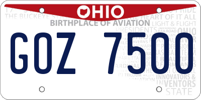 OH license plate GOZ7500