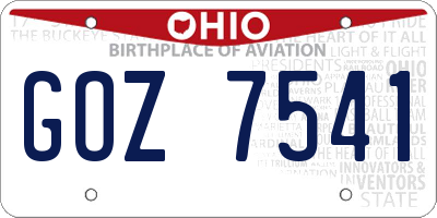 OH license plate GOZ7541