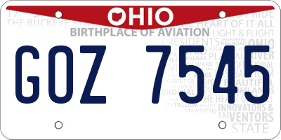 OH license plate GOZ7545