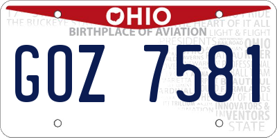 OH license plate GOZ7581