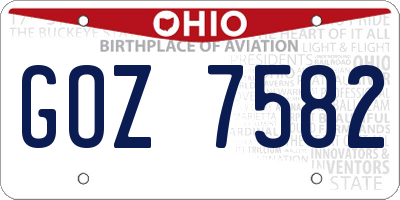 OH license plate GOZ7582