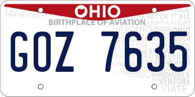OH license plate GOZ7635