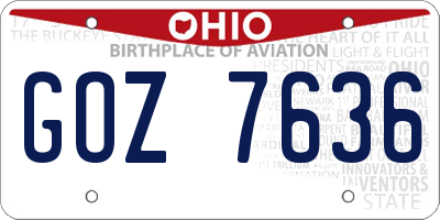 OH license plate GOZ7636