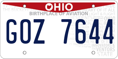 OH license plate GOZ7644