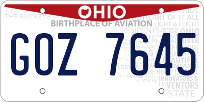 OH license plate GOZ7645